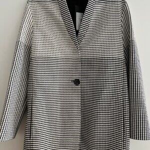 Strenesse 97% Cotton‎ Houndstooth Blazer 1 Button 1 hidden Snap closure Size XL